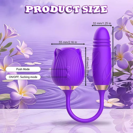 Telescopic Thrusting Sucker Vibrator for Women Rose Sucking Clit Stimulator Dildo Licking Vagin Anal Massager Sex Toys Couples
