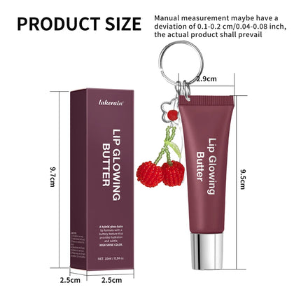 Lakerain Lip Gloss Butter Lip Balm Moisturizing Lip Balm Lip Gloss With Pendant Silver Chain Cherry Easy to Carry Lip Gloss