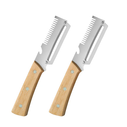 3-in-1 Stainless Steel Peeler Multifunctional Scallion Shredder with Bottle Opener Kitchen Fruit Vegetable Slicer Cooking Tools