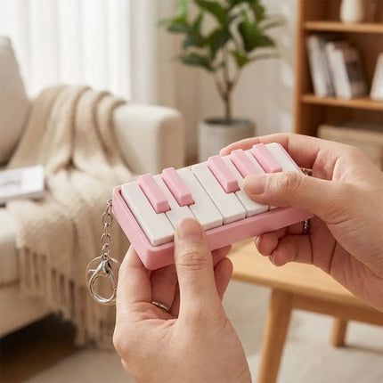 3D Printed Piano Stress Clicker Keychain Novelty 12-key Press Piano Keyboard Clicker Plastic Click Sound Effect