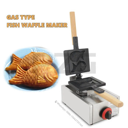 Stainless Steel Gas Taiyaki Machine 2 Pcs Nonstick Fish Waffle Making Taiyaki Baker Pan Machine Waffle Maker Equipment