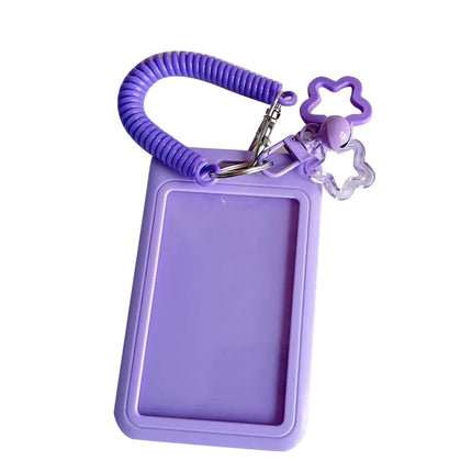 Cute Colorful ID Card Holder Clear Acrylic Star-Shaped Retractable Holder Keychain Design Keychain Holder Campus ID