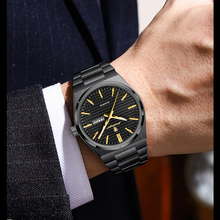 POEDAGAR Luxury Fashion Men's Wristwatch Waterproof Luminous Date Week Man Clock Stainless Steel Quartz Business Watches For Men