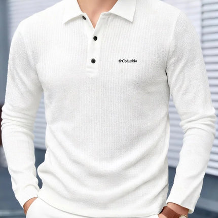 High-end branded printed polo shirt men's fashionable long-sleeved top autumn new comfortable breathable business casual T-shirt