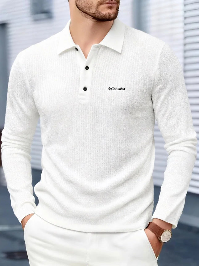 High end brand printed polo shirt men's fashionable long sleeved top autumn new comfortable breathable business casual T-shirt