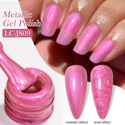 7ml Metallic Gel Nail Polish Red Chrome Effect Soak Off Varnish Semi-Permanent Nails Art Manicure Base Top Coat and Magnetic