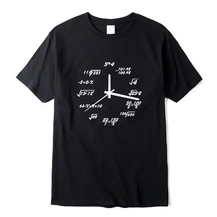 Men's T-shirt 100% Cotton Casual Funny Math Clock Print Summer Loose O-neck T Shirt for Men Short Sleeve T-shirt Male Tops