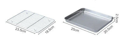 Stainless Steel Baking Pan Tray with Wire Rack Cake Baking BBQ Pan Tray Plate Oven Brownie Rack Cooking Roasting Grilling Tool
