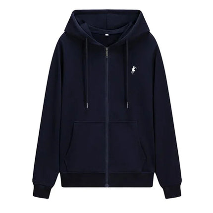 2025 Men's Knit Hoodies New Autumn Winter Casual Zipper Sweatshirts Fashionable Outdoor Jogging Fitness Warm Sportswear