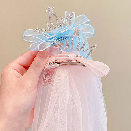 Princess Crown Hairpin Children's Cute Korean Hair Accessories Girl Diamond Hair Clips Photo Headdress For Kids