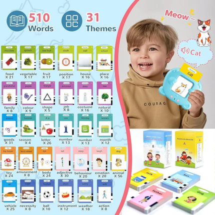 Talking Flash Cards for Toddler 1-6 Year Olds, Learning Montessori Toys with 510 Sight Words, Pocket Speech for Toddlers Therapy