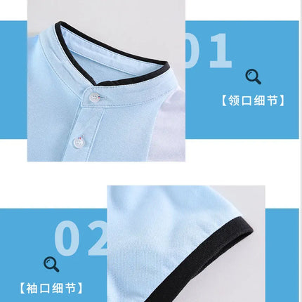 Boys Polo Shirts Short-sleeve T-shirts for Kids Color Blocking 2024 Children Tops Teenager Blouse Baby Outerwear Clothing 4-14T