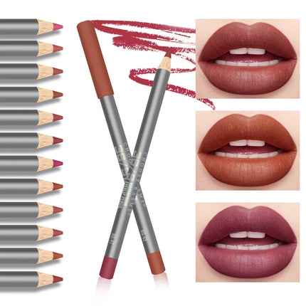 12pcs Velvet Matte Lip Liner Set - Long-Lasting Versatile Shades Longlasting Lip Makeup Berry, Brown, Pink Lip Pencil
