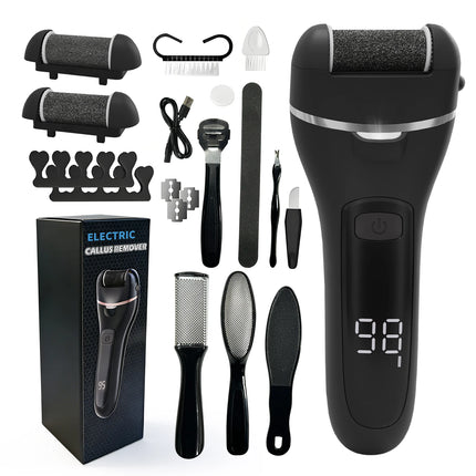 Rechargeable Electric Callus Remover Professional Pedicure Machine with 3 Foot File Grinder Heads for Dead Skin Removal