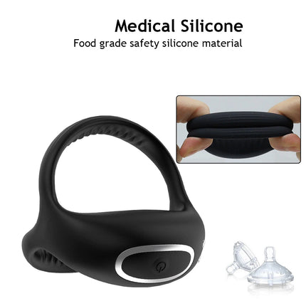 Vibrating Cock Ring for Men Silicone Penis Rings Intense Vibration Mens Vibrator Longer Harder Stronger Erection Adult Sex Toys