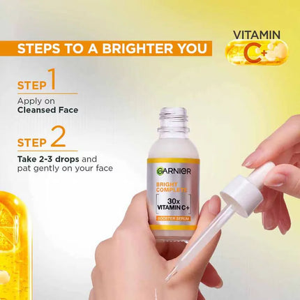 Garnier Bright Complete Vitamin C Booster Face Serum 30ml Facial Essence With 377 For Skin Radiance Even Texture Daily Care