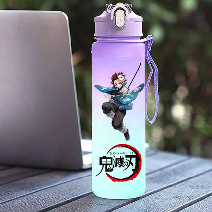 Demon Slayer  Straw Cup 750ML Children's Large Capacity Portable Kamado Nezuko Sports Plastic Bottle Anime Gradient Drinking