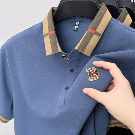 Luxury brand logo short sleeve polo shirt men summer new high-end silk cotton breathable Paul T-shirt fashion casual men's wear