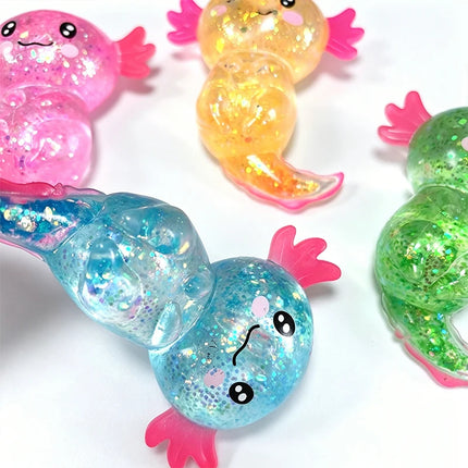 Glitter Maltose Axolotl Squishy Squeeze Toy Cute Fun Anxiety Relief Salamander Slow-rebound Stress Balls Fidgets Toys