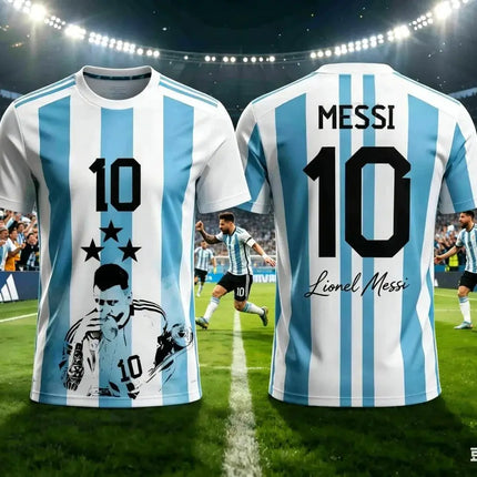 Messi 10#Argentina National Soccer Jersey,Breathable Short Sleeve Athletic T-Shirt Sports Matches Training And Fan Daily Outfits