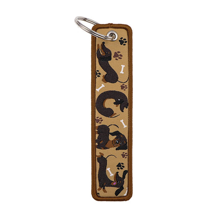 1Pcs Funny Dachshund Embroidered Keys Tag Keychains for Women Keyring Cute Dog Animal Car Keys Fashion Jewelry Accessories Gift