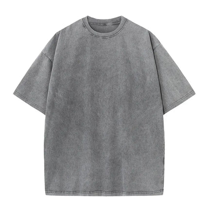 Summer 230g Retro Heavyweight Pure Cotton Round Neck T-shirt Custom Washed Loose Short Sleeved Oversize Men Top