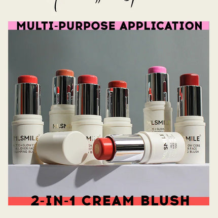 MLSMILE 7 color Shimmer Sandwich Blush Stick Natural Long-lasting Brightening Easy Color Highlighter Stick Two-Color Blush Cream