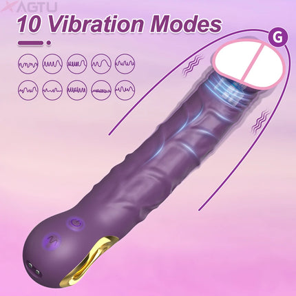 10 Vibrations Realistic Vibrator for Women Female G Spot Dildo Sex Toys Silicone Dildos Finger Vibrators Adult Products 18+