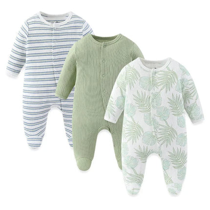 Kiddiezoom 3 Pcs/Lot Autumn Winter Long Sleeve Casual Sweet Baby Girl Romper 100%Cotton Soft Newborn Jumpsuits Clothes