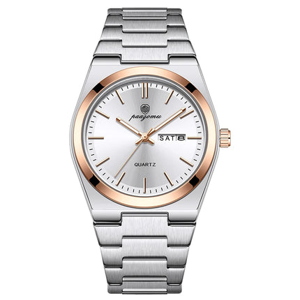 PAAZOMU Luxury Quartz Men's Wristwatch Sport Men Watches Waterproof Luminous Date Week Stainless Steel Men's Watch Male Reloj+box