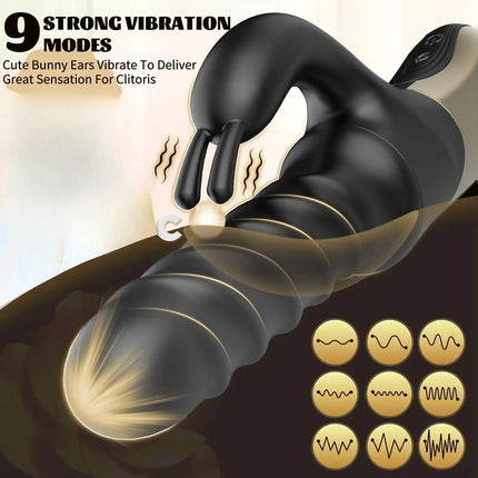 New Women Rabbit Vibrator Rotating Thrusting Vibration Clit G-spot Vaginal Nipple Stimulator Massager Female Masturbator Sex Toy