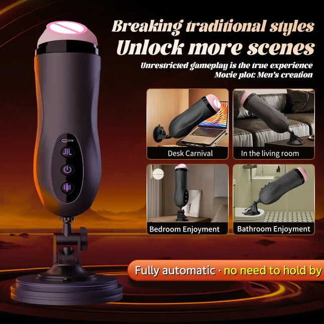 Male Heating Masturbation Cup Sex Machines Suction Cup Realistic Vagina Penetration Soft Pocket Pussy Sexy Voice Sex Toy For Men