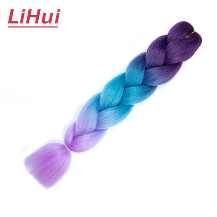 24 Inches Synthetic Braiding Hair Jumbo BraidOmbre Jumbo Hair Extension For Women DIY Hair Braids Purple Pink  Yellow Gray Lihu