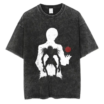 Death Note Misa Theme Double-Sided T-Shirt Dark Religious Style Illustration + "DEATH" Typography + Anime Gothic Subculture