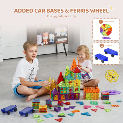 SucceBuy 180PCS Magnetic Building Blocks Construction Set Children Magnet Tiles Educational Toys for Kids Birthday Gifts