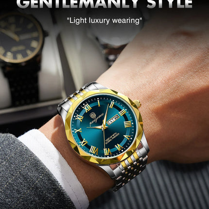 PAAZOMU Sport Original Men Clock Quartz Date Week Luxury Man Wristwatch Waterproof Luminous Stainless Steel Men's Watches Reloj