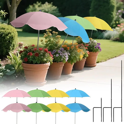 Plant Shade Umbrella with Metal Stake Weatherproof Sun Shade Cloth Outdoor Plant Flowers Potted Sun Protection Garden Supplies
