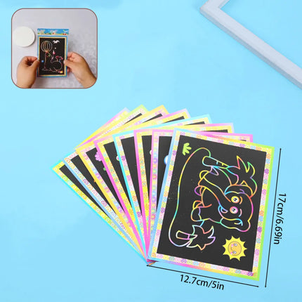 Random 8/10pcs A Lot Magic Scratch Art Doodle Pad Painting Cards Toys Early Educational Learning Drawing Toys
