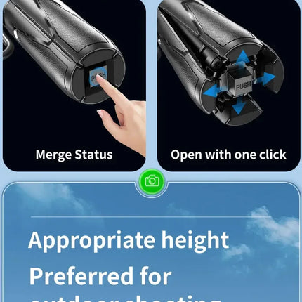 4-in-1 Magnetic Selfie Stick Tripod-Extendable Phone Stand with Detachable Wireless Remote,for Photography,Live Streaming,Travel