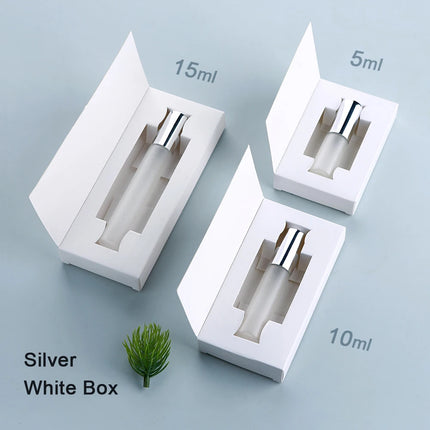 50Pcs 5/10/15ml Perfume Bottle Aluminum Sprayer Fine Mist Frosted Glass Perfume Sprayers, Multi-Sizes, Eco-Reusable, w/Boxes