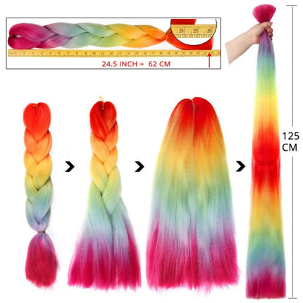 Synthetic Jumbo Braids Hair 24Inch Braiding Hair Extensions Ombre Fake Hair For Crochet Box Braid Blue Purple for Women