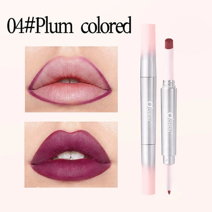 O'CHEAL Double-Headed Matte Lipstick Lip Liner 2 IN 1 24 Hours Long Lasting Sexy Red Lip Lipstick Lipliner Pencil Makeup