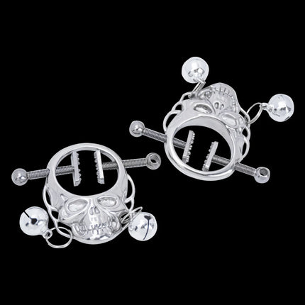 LUUK Skull Nipple Chain Clamps Clips Stainless Steel Adjustable Pressure with Chain Sex Toys for Women
