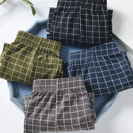 4-Piece Set Of Plaid Printed Elderly Aro Pants Casual And Loose Men's Boxer Shorts Comfortable And Breathable Underwear