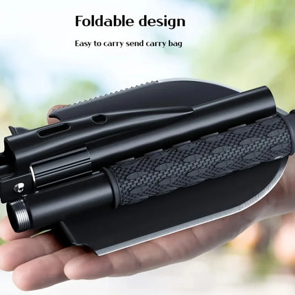1PCS Durable Stainless Steel Tactical Folding Shovel Survival Shovel with Saw Pick and Camo Bag for Camping Outdoor Hiking
