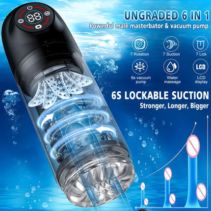 Kaelynn Automatic 7 Sucking Rotating Licking Modes Male Masturbator Cup Pocket Pussy Stroker Blowjob Penis Pump Sex Toys For Men