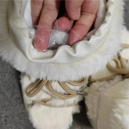 2025 Winter Ankle Boots for Women Platform Antiskid Waterproof Ski Boots Luxury Fluffy Furry Fur Boots Woman's Ankle Booties