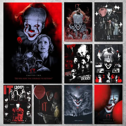 Movie I-It P-Pennywise Poster High Quality Print Waterproof Wall Art Sticker For Bar Living Room Decor Gift