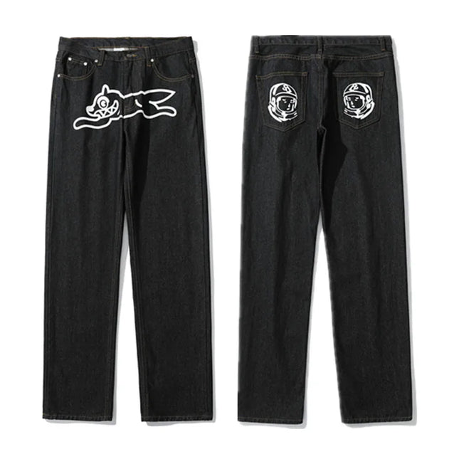 2026 Ropa Dog Print Streetwear Men Hip Hop Baggy Jeans Pants Y2K Clothes Straight Loose Goth Denim Trousers Pantalones Vaqueros