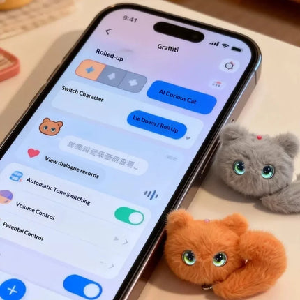 Kids AI Curious Cat Interactive Plush Toy Voice Control Electronic Pet Speech & Emotion Recognition Multi Language Stuffed Doll